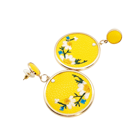 Earrings leather yellow2